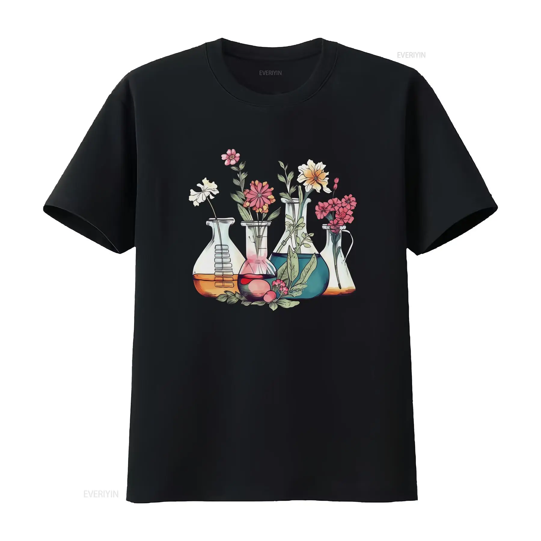 Medical Laboratory Technician - Kaos Laboratorium Motif Bunga Gelas Kimia